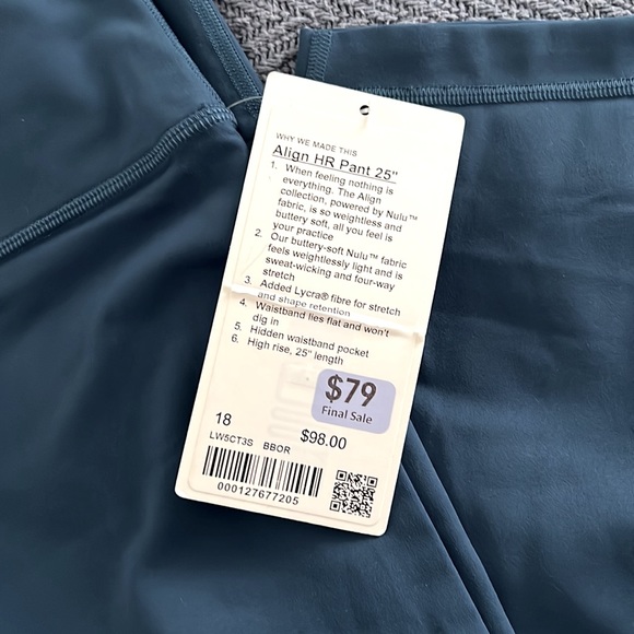 NWT Lululemon’s Align HR Pant 25” blue borealis sz18 - Picture 4 of 7